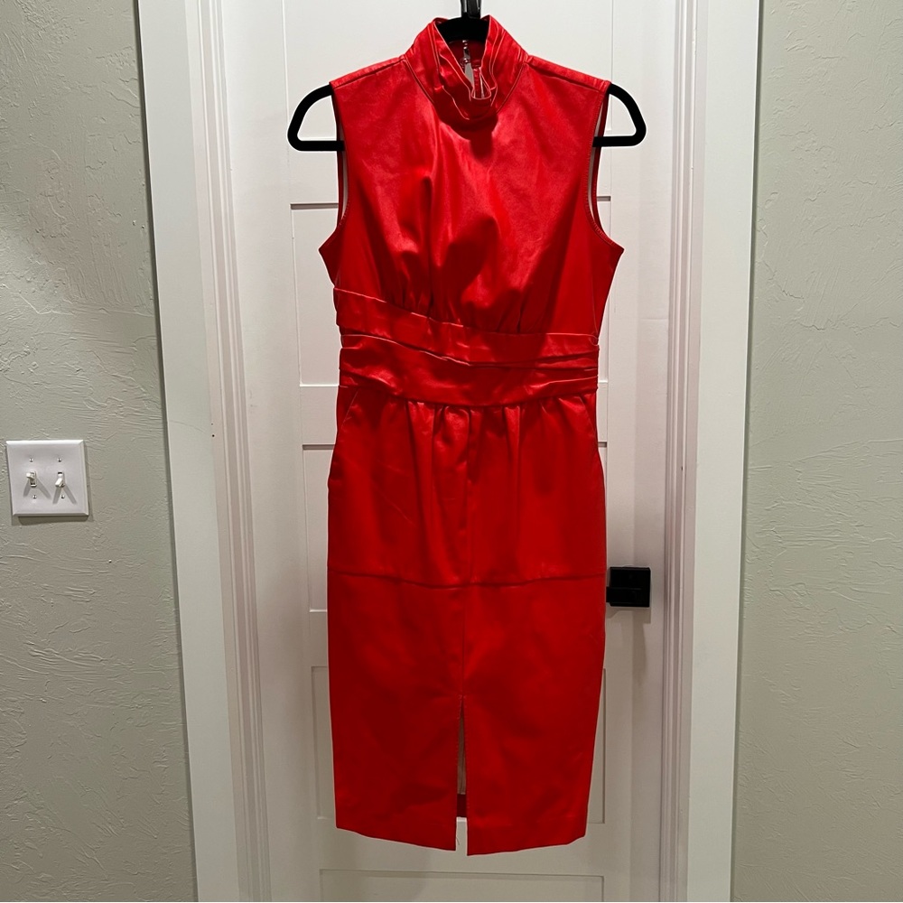 Gabrielle Union for NY & Co. Orange Leather Dress! Size XS